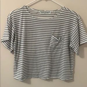EUC Project Social T Striped Boxy Crop Top